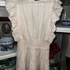 Louis Louise Ruffled Peach Dress with gold threading